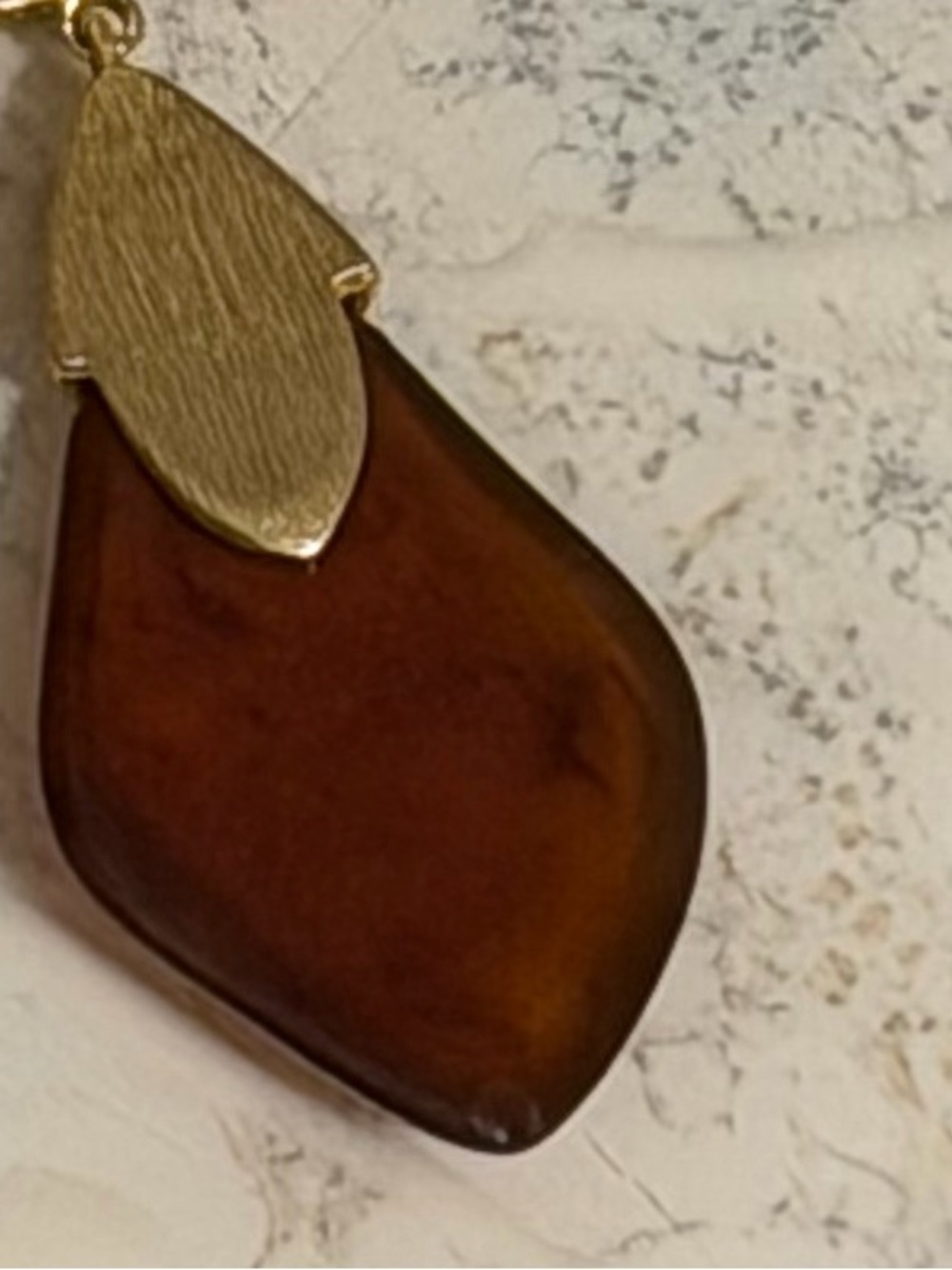 Vintage Signed Givenchy Paris New York Amber Lucite Drop Matte Gold Earrings - Picture 8 of 9